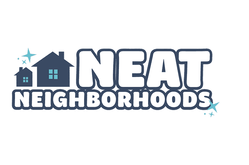 logo: neat neighborhoods with two little blue houses