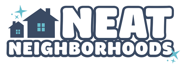 logo: neat neighborhoods with two little blue houses